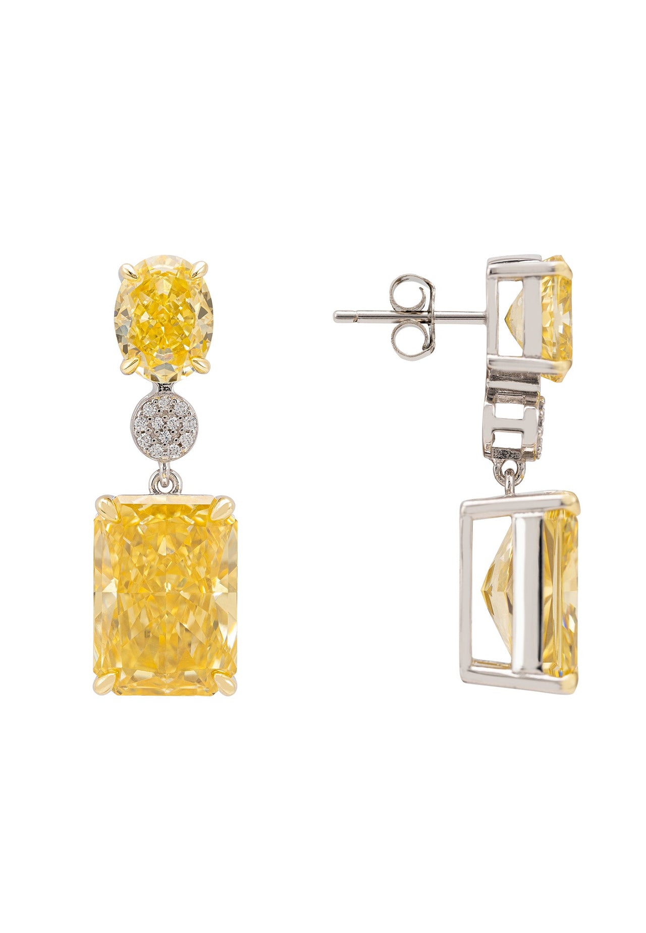 LATELITA - Constance Drop Earrings Silver Lemon Topaz -