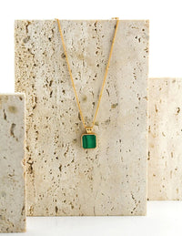 Thumbnail for Satellite Chain Square Malachite Pendant Necklace