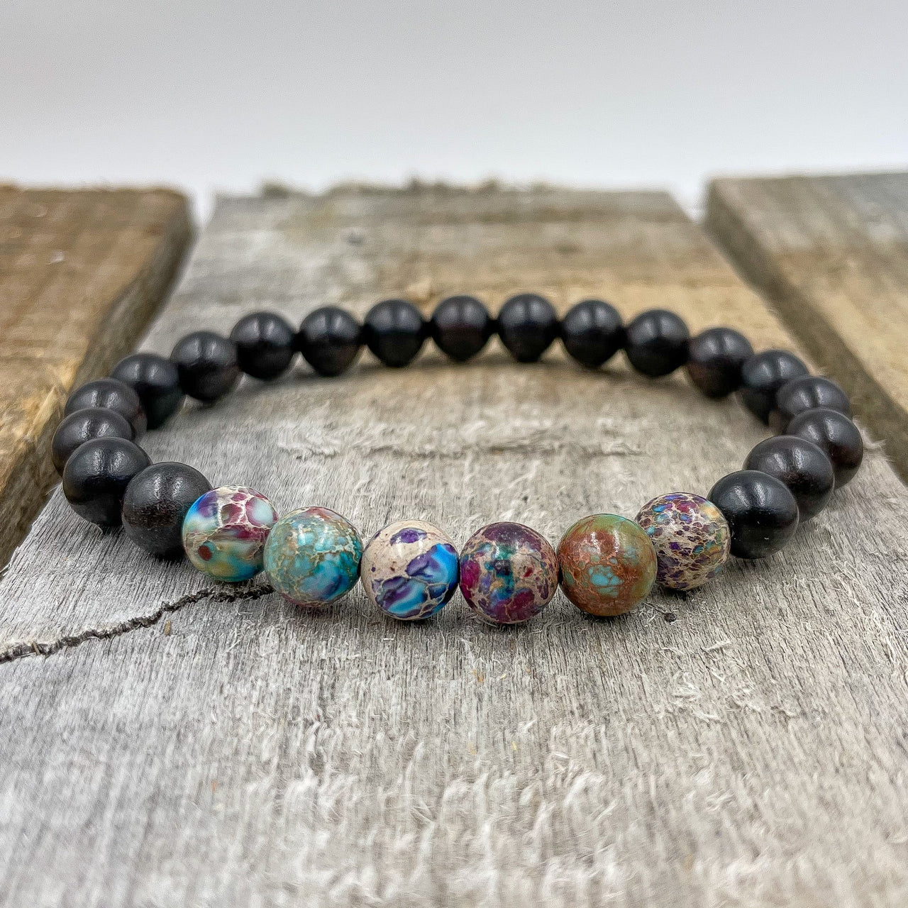 Grove - Galaxy Jasper & Ebony Blackwood Mala Beaded Bracelet -