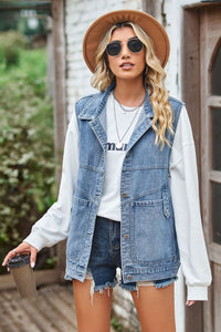 Thumbnail for Sleeveless Denim Top with A Detachable Hood - T - 2 DENIMS -