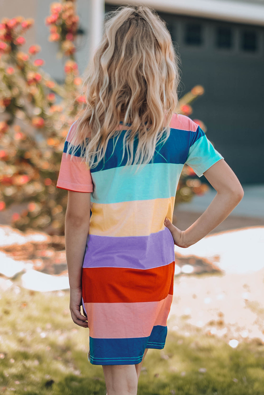 Girls Color Block Side Slit Mini Dress - T - 4 SIZES - 1 MULTI COLOR -