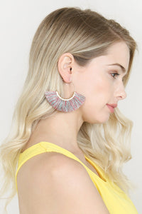 Thumbnail for Tassel Fan Hoop Earrings - 15 COLORS -