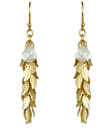 Gena Myint - White Silverite and Leaf Cascade Earrings -