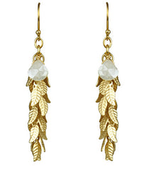 Thumbnail for Gena Myint - White Silverite and Leaf Cascade Earrings -