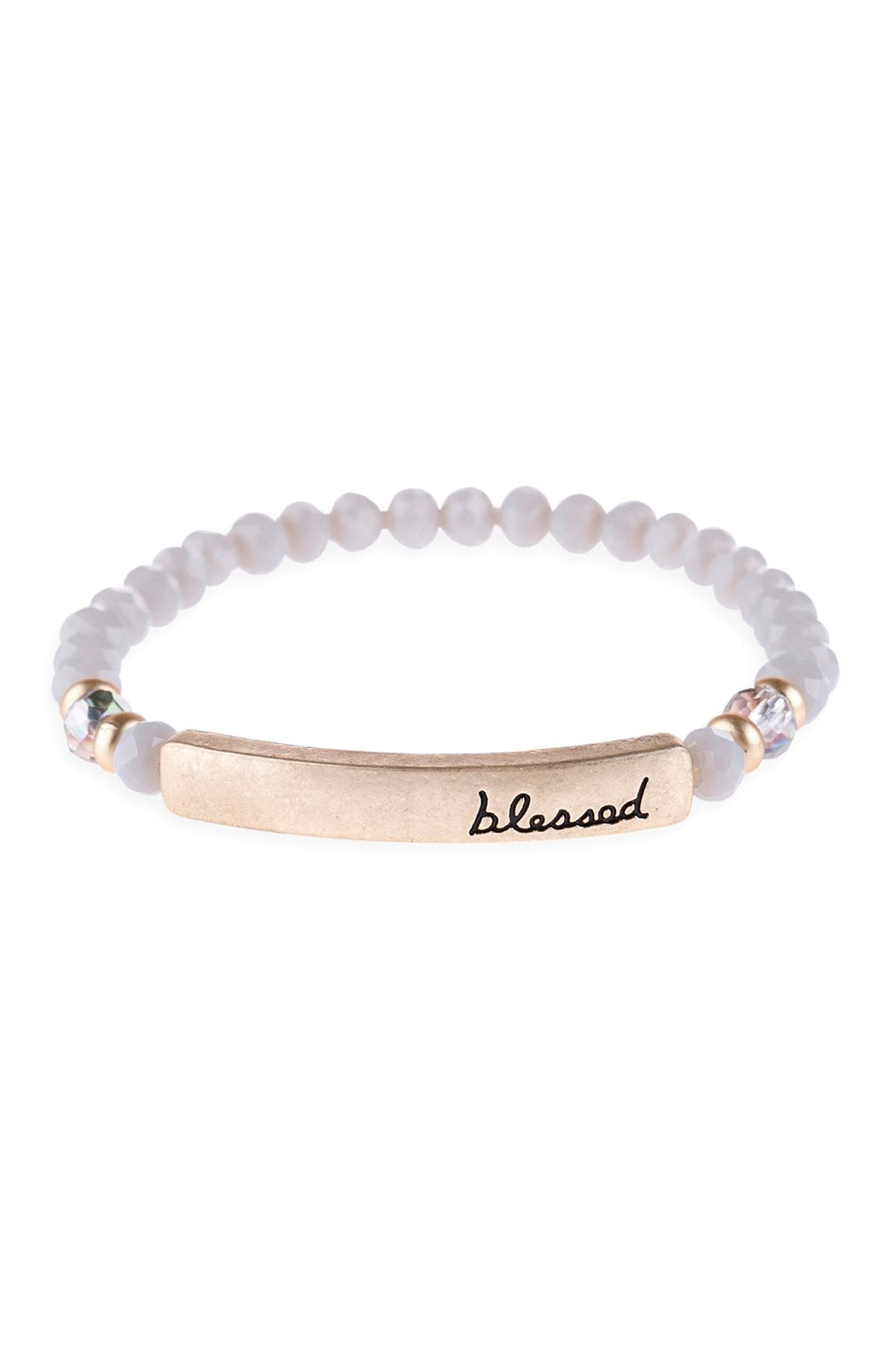 "Blessed" Rondelle Beads Stretchable Bracelet - 6 COLORS -