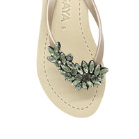 Thumbnail for SAND BY SAYA N.Y. - Manhattan Black - Rhinestone Mid Wedge Flip Flops - 2 COLORS -