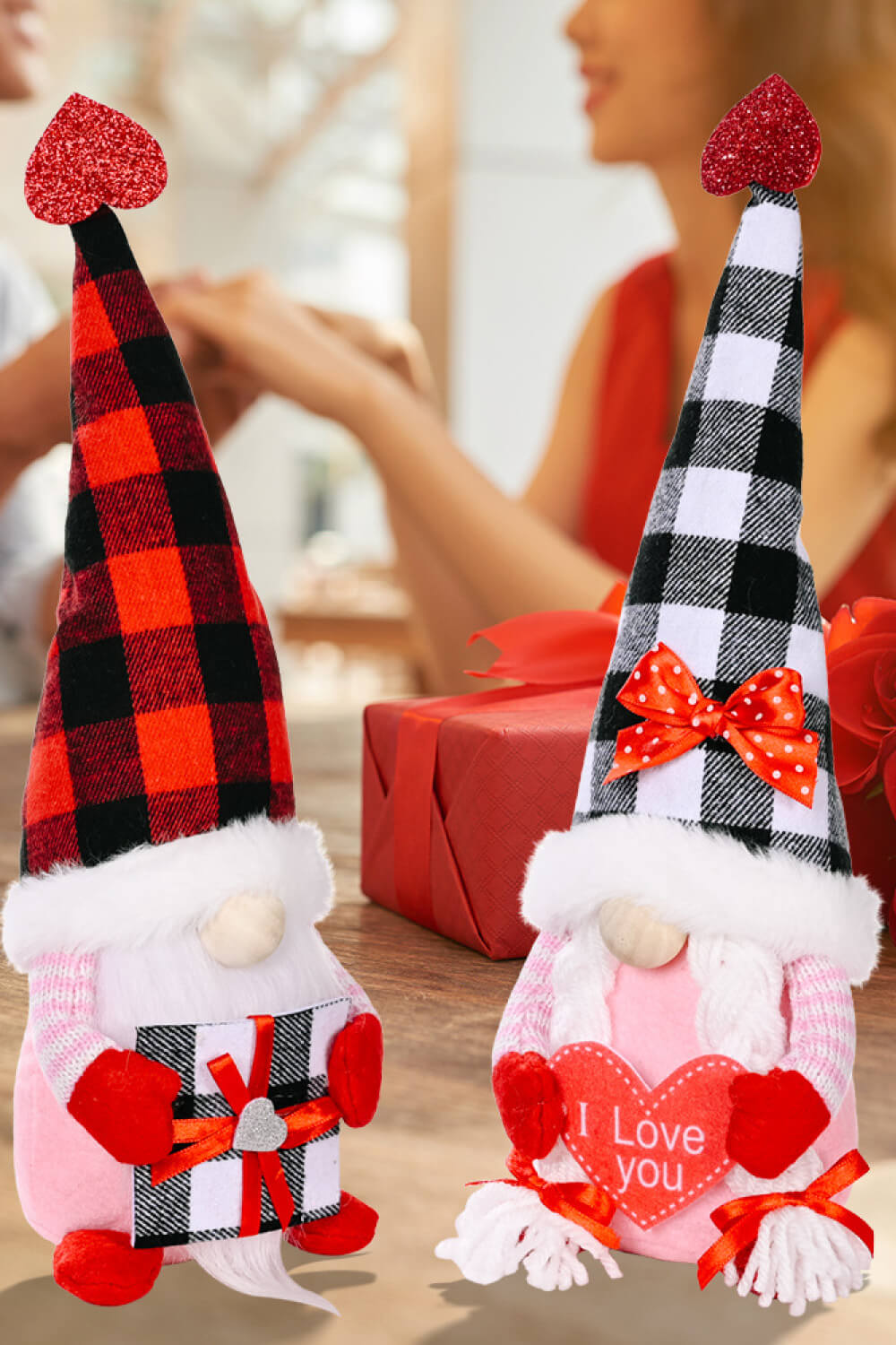 Special Occasion / Mother's Day Plaid Pointed Hat Gnomes - 12.5" - 2 TYPES - [5-10 DAY DELIVERY] - T -