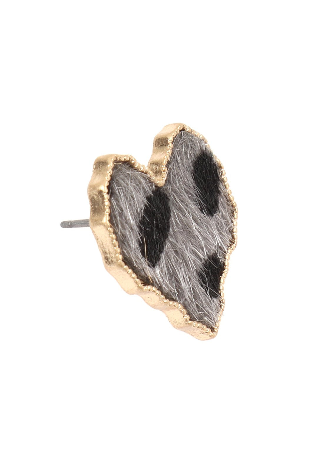 Heart Leopard Leather Post Earrings - 3 COLORS -