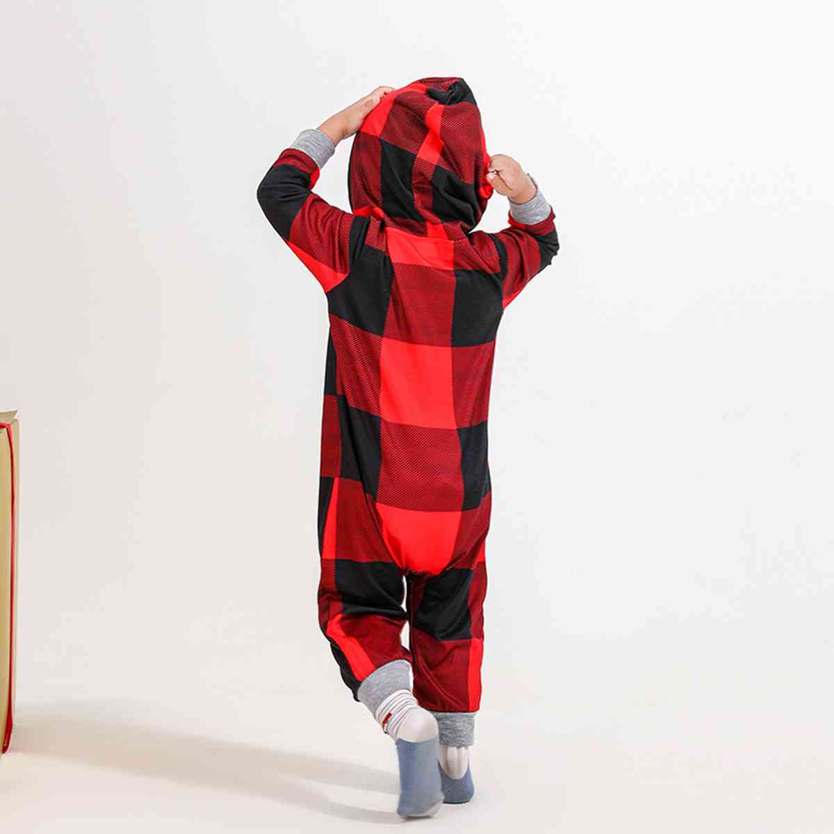 BABY BEAR Graphic Plaid Hooded Jumpsuit - 1 PC. - T -