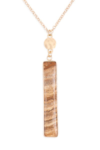 Thumbnail for Riah Fashion - Bar Natural Stone Pendant Chain Necklace - 6 COLORS -