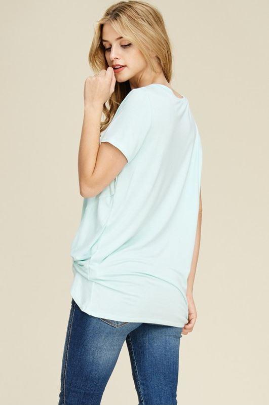 Riah Fashion - Short Sleeve Knot Tunic - 5 COLORS -