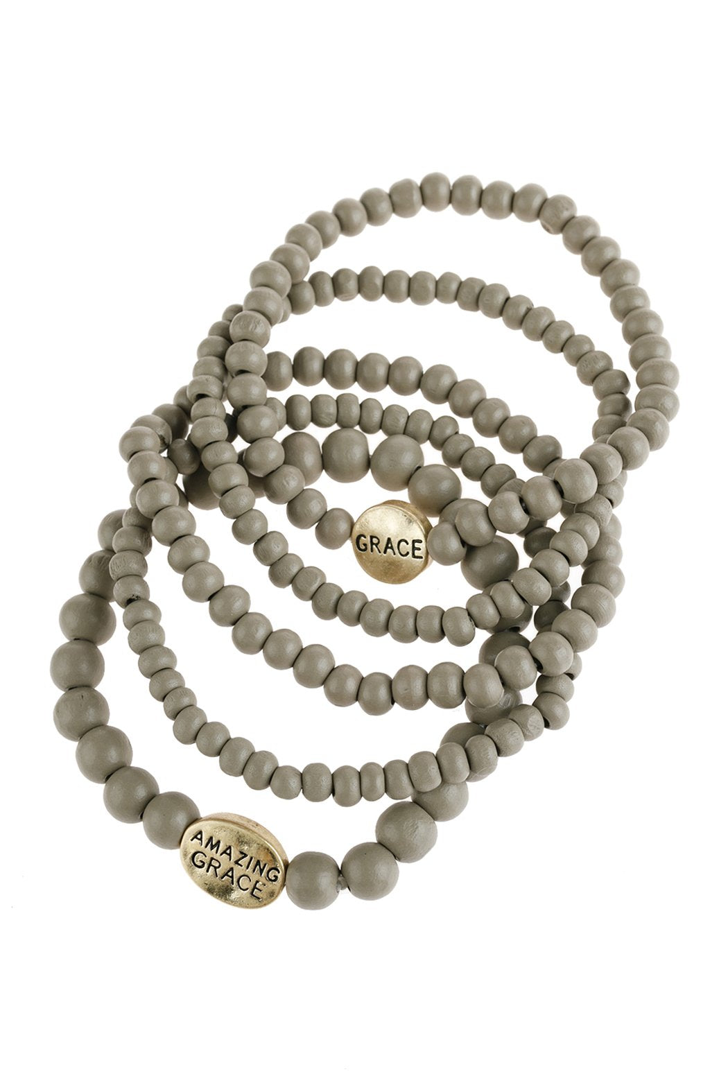 "Grace" Wood Stackable Beaded Bracelet - 4 COLORS