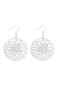 Thumbnail for Riah Fashion  - Blossom Flower Filigree Disc Drop Earrings - 2 COLORS