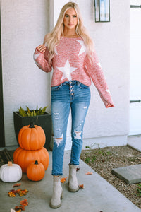 Thumbnail for Threaded Pear - Katharine Star Spangled Casual Knit Sweater - 1 COLOR -