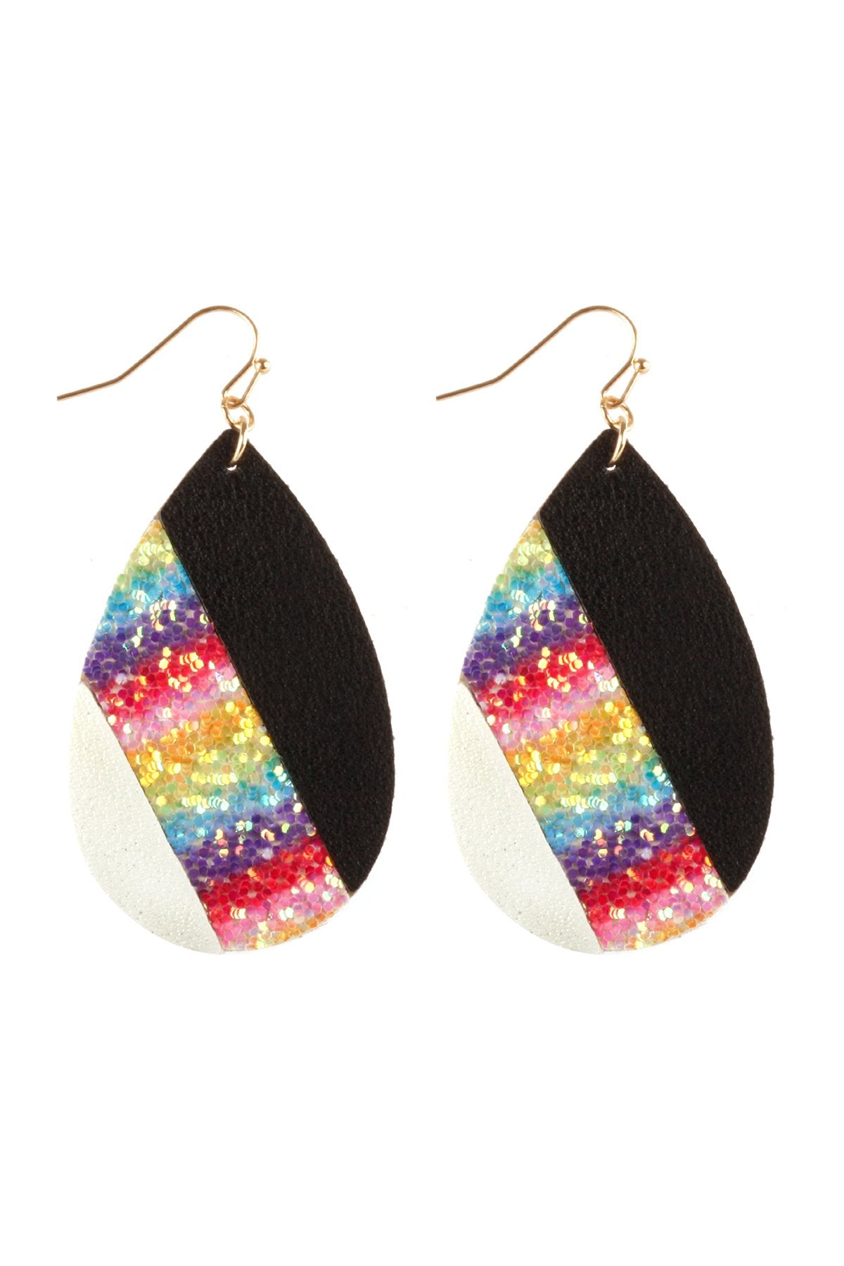 Riah Fashion - Mosaic Sequin Leather Teardrop Earrings - 5 COLORS -