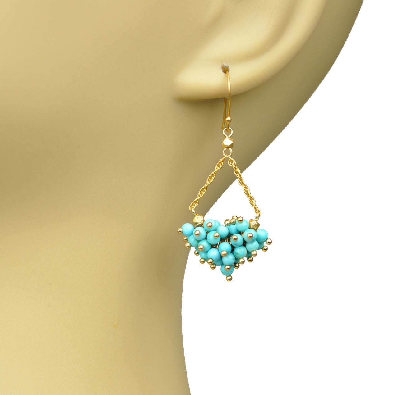 Gena Myint - Turquoise Cluster Chandelier Earrings -