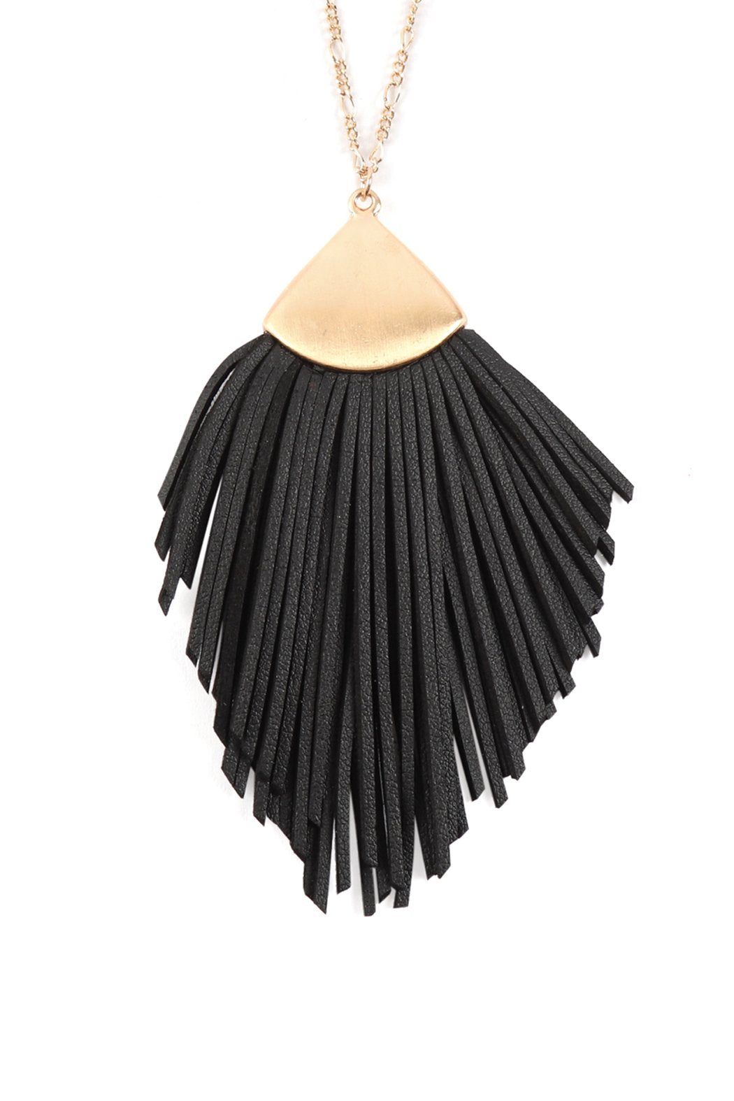 Feather Shape Pu Leather Tassel Necklace - 8 COLORS -