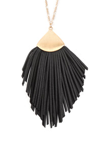 Thumbnail for Feather Shape Pu Leather Tassel Necklace - 8 COLORS -