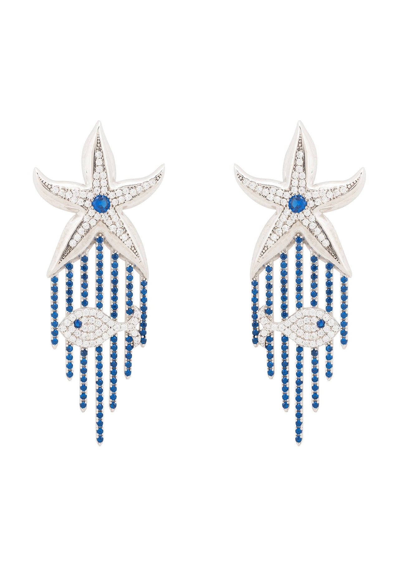 LATELITA - Siren Earrings Sapphire Blue Silver -