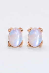 Thumbnail for Natural Moonstone 4-Prong Stud Earrings - T - 2 FINISHES -