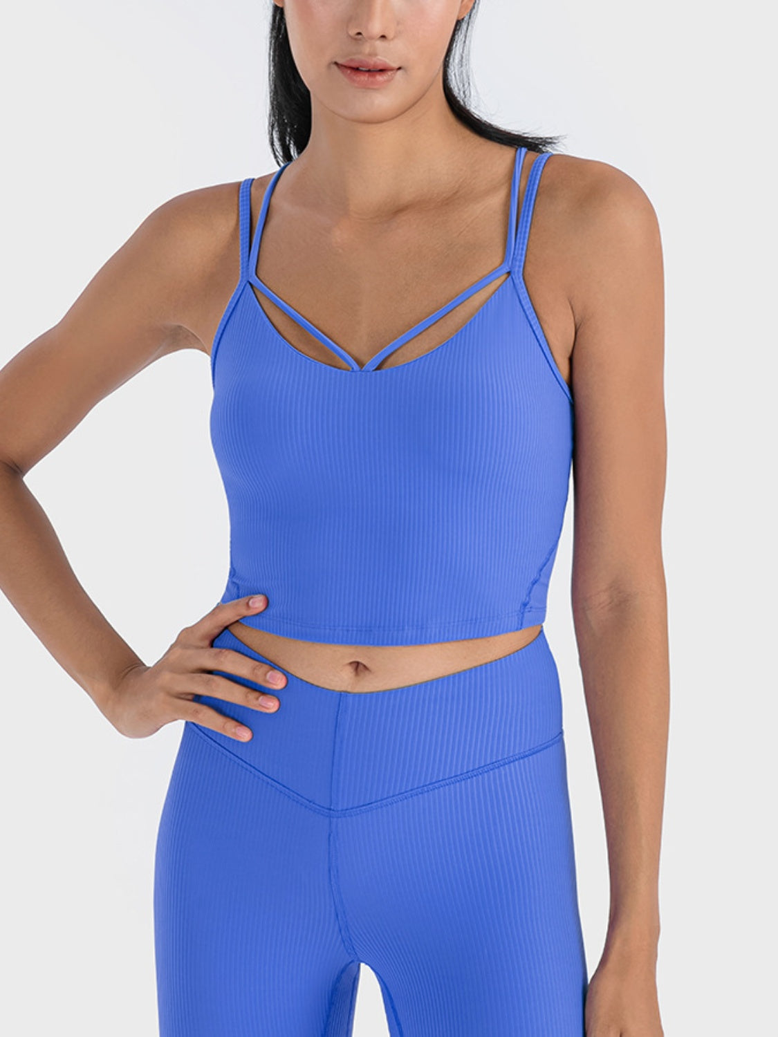 Double Strap Ribbed Sports Cami - T - 4 COLORS -