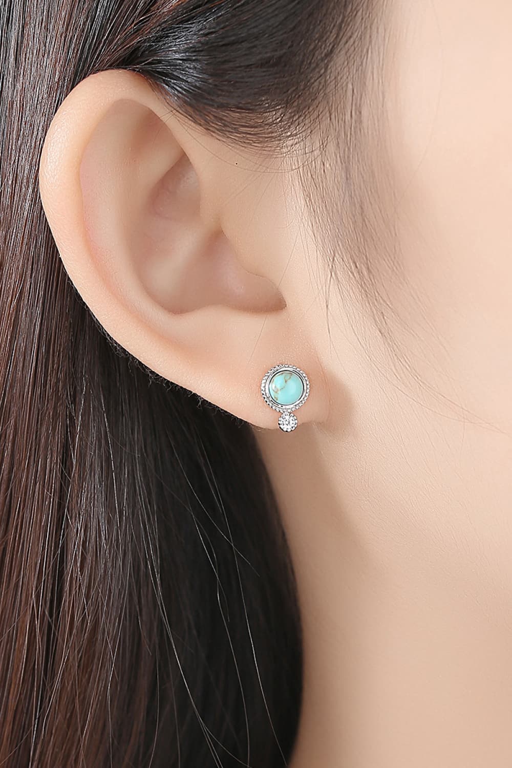 Turquoise Platinum-Plated Earrings - T -