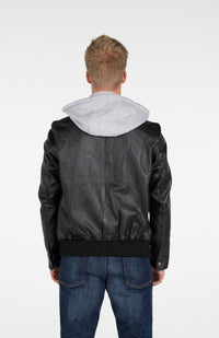 Thumbnail for Fadcloset - Men's Lambskin Hooded Leather Bomber Jacket - 1 COLOR -