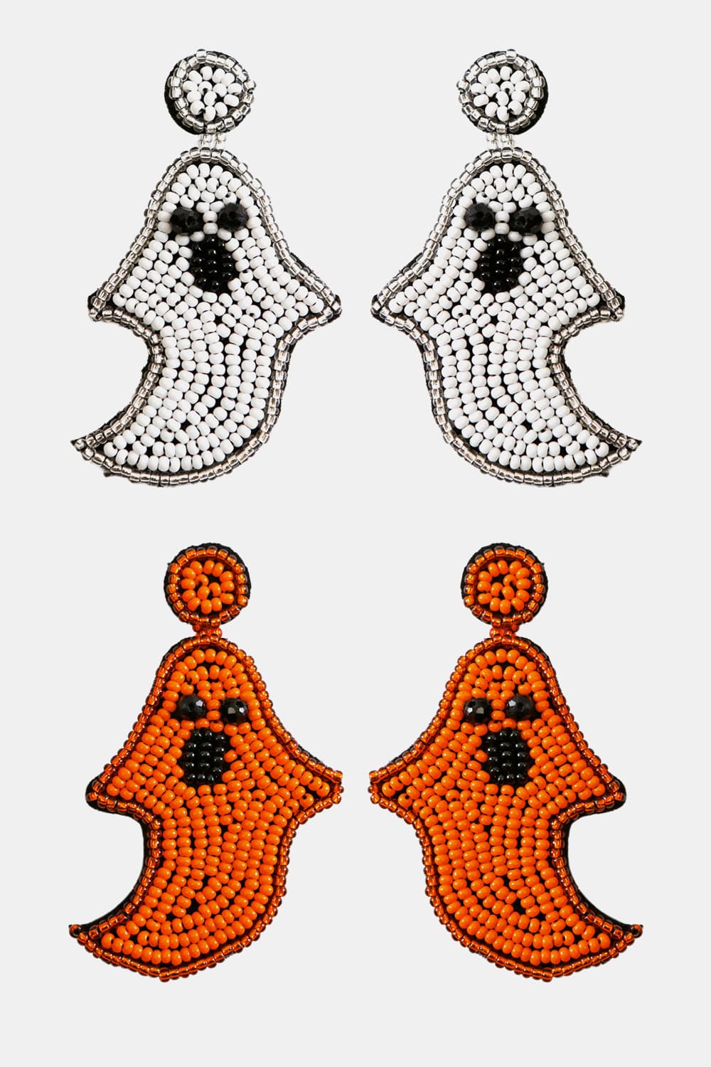 Ghost Shape Beaded Dangle Earrings - T - 2 COLORS -