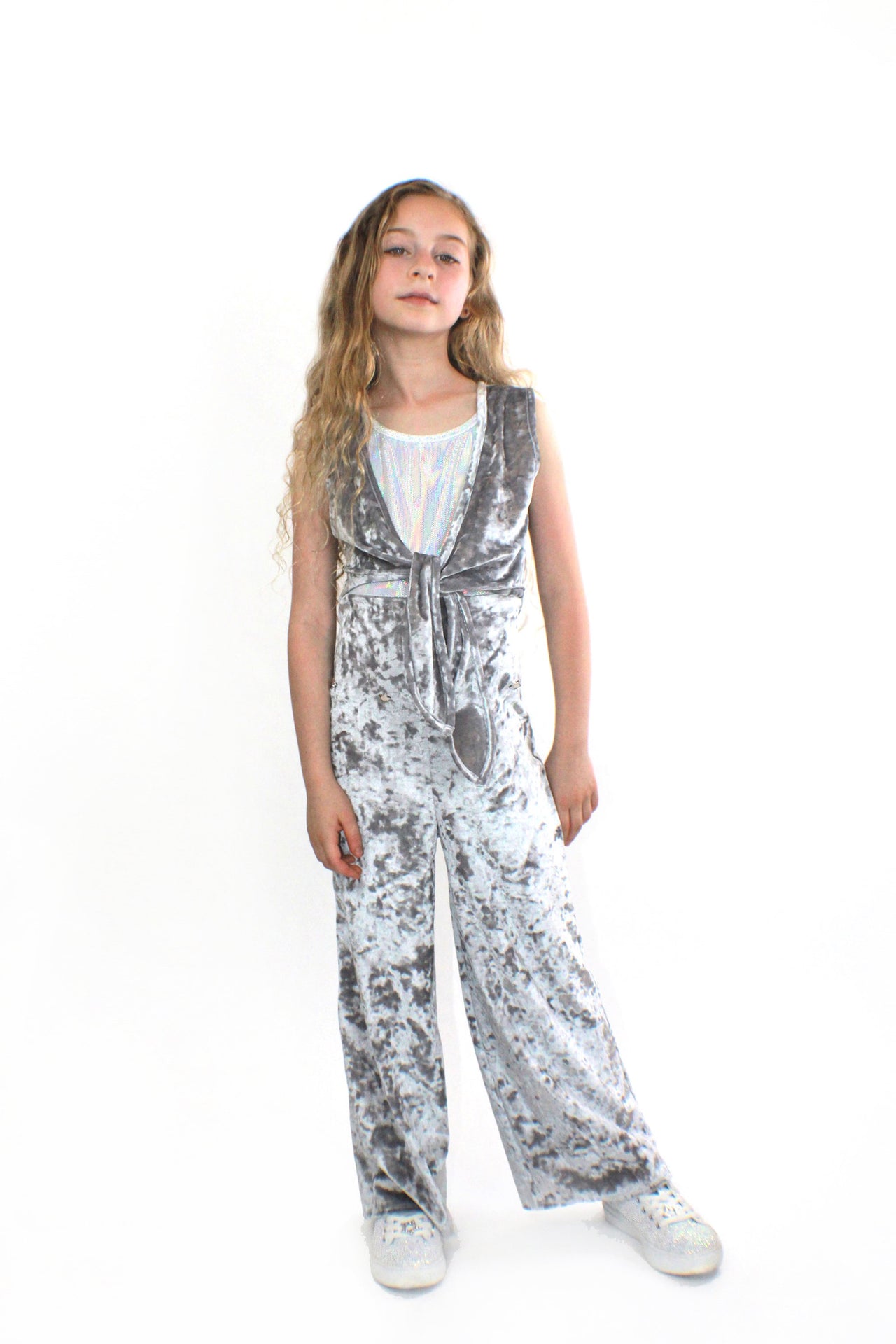 Stardust - COCO With Pocketwist™ – Silver Crushed Velvet Jumpsuit - 1 COLOR -