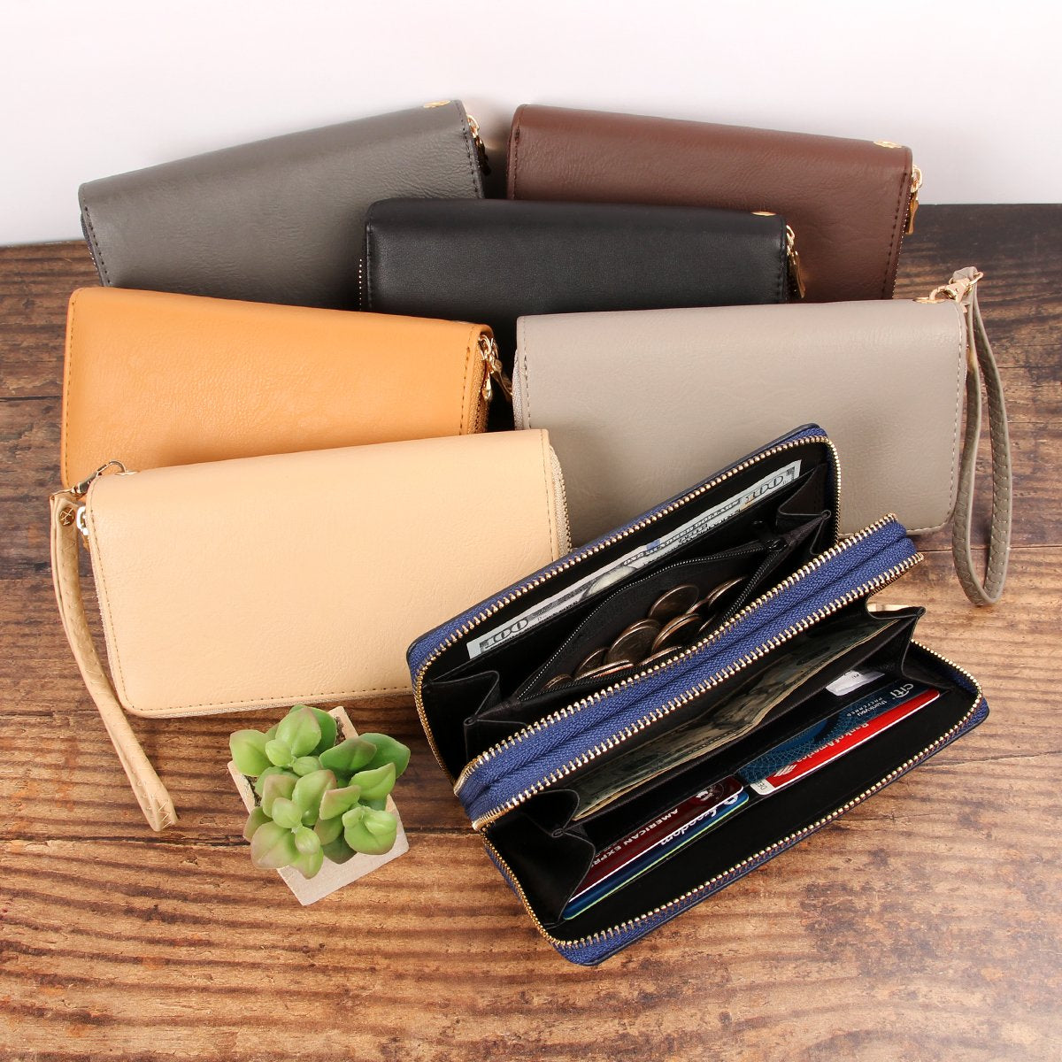 Double Zip Around Wallet - 13 COLORS -