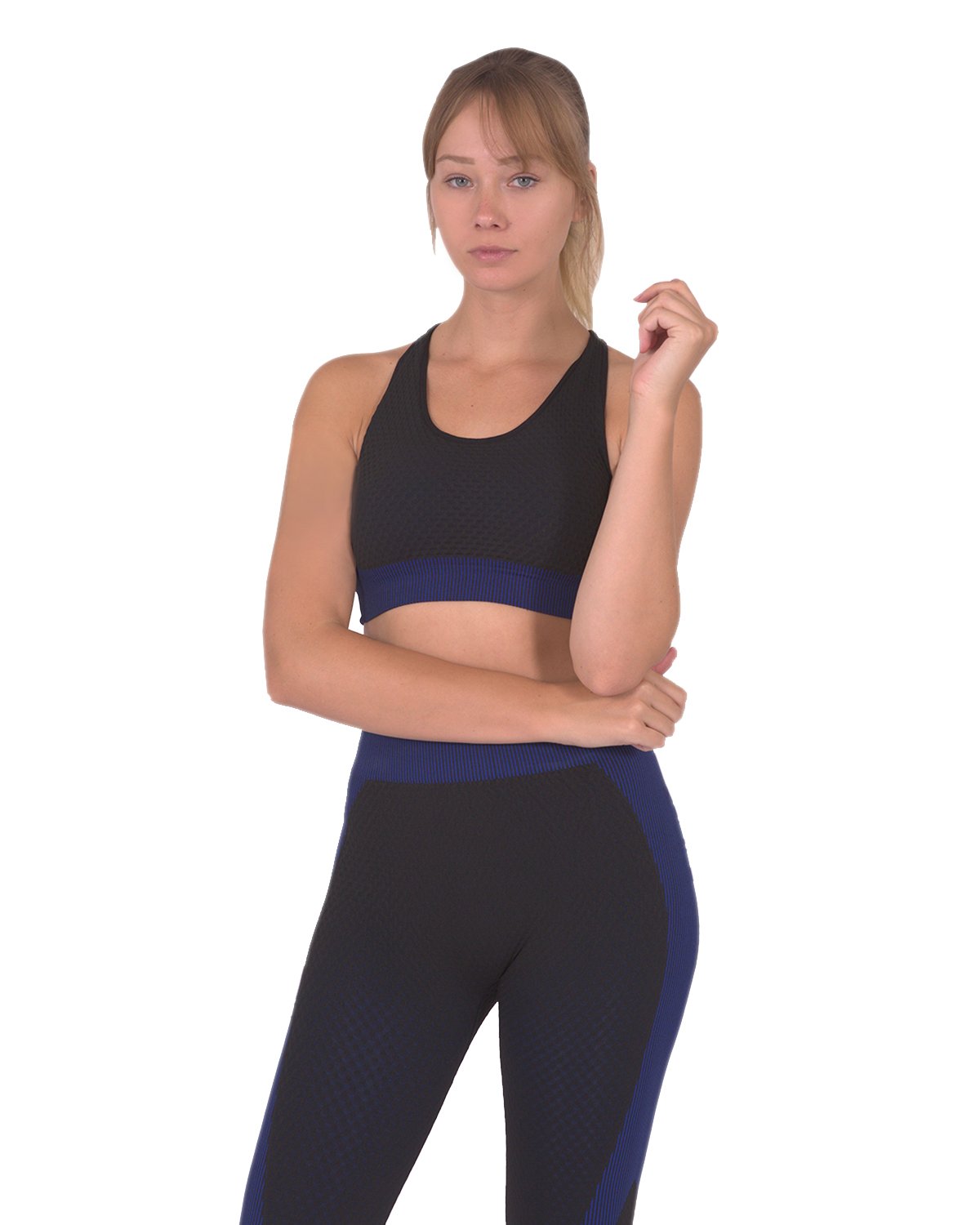 Savoy - Trois Seamless Sports Bra - Black With Navy - 1 COLOR -