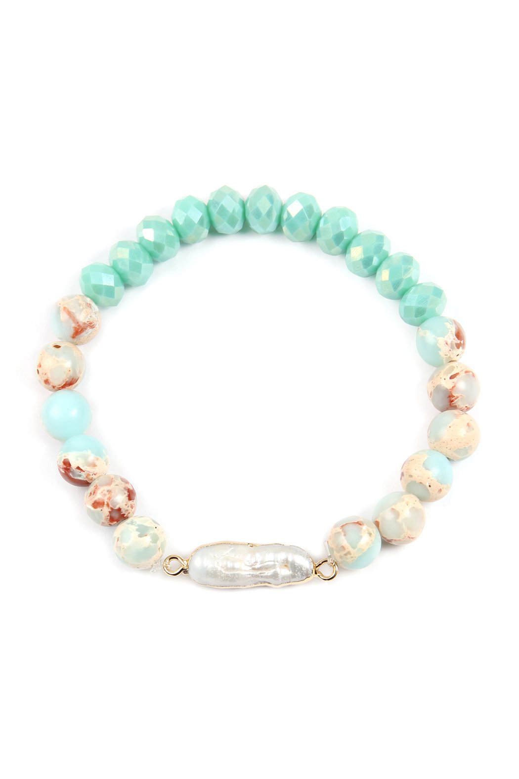 Riah Fashion - Glass and Natural Beads Pearl Charm Bracelets - 4 COLORS -