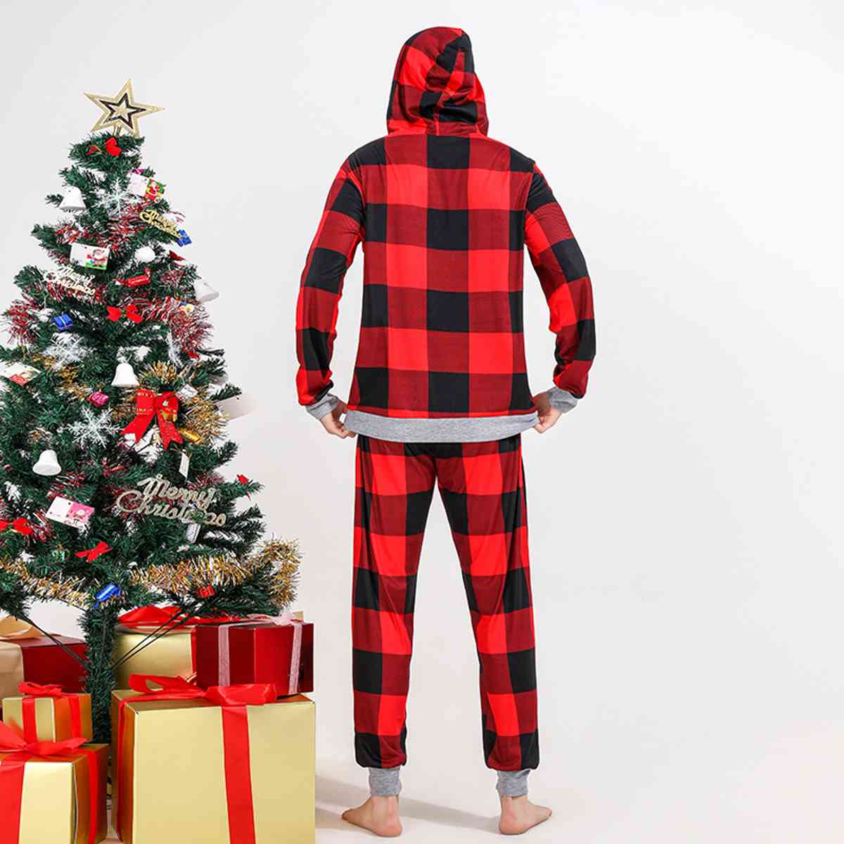 MEN DADDY BEAR Graphic Hoodie and Plaid Pants Set - 2PCS. - T -