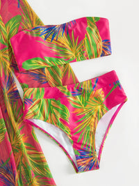 Thumbnail for Botanical Print Tube Top, Swim Bottoms, and Cover Up Set - 3 PCS - T - 1 MULTICOLOR -