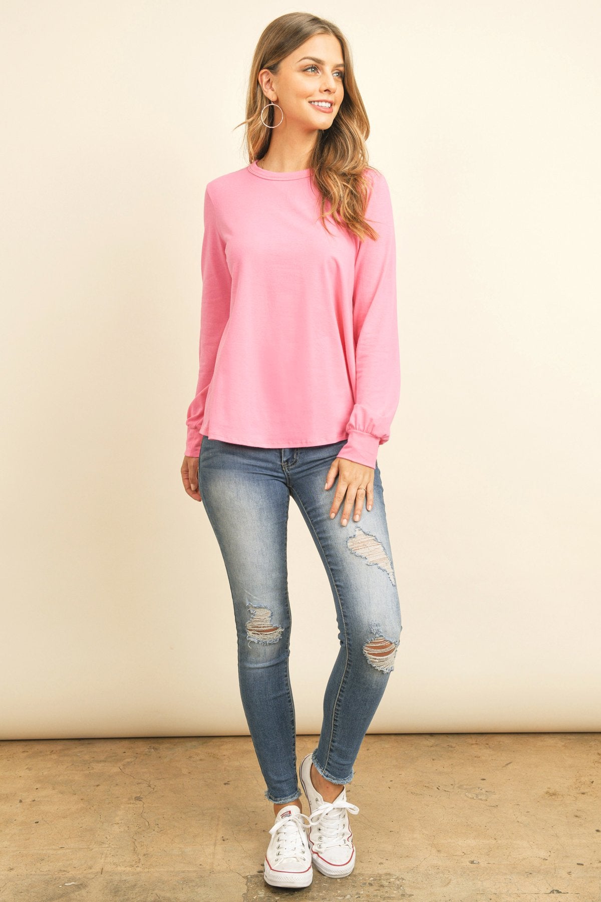 Riah Fashion - Long Sleeve Round Neck Solid Top - 17 COLORS -