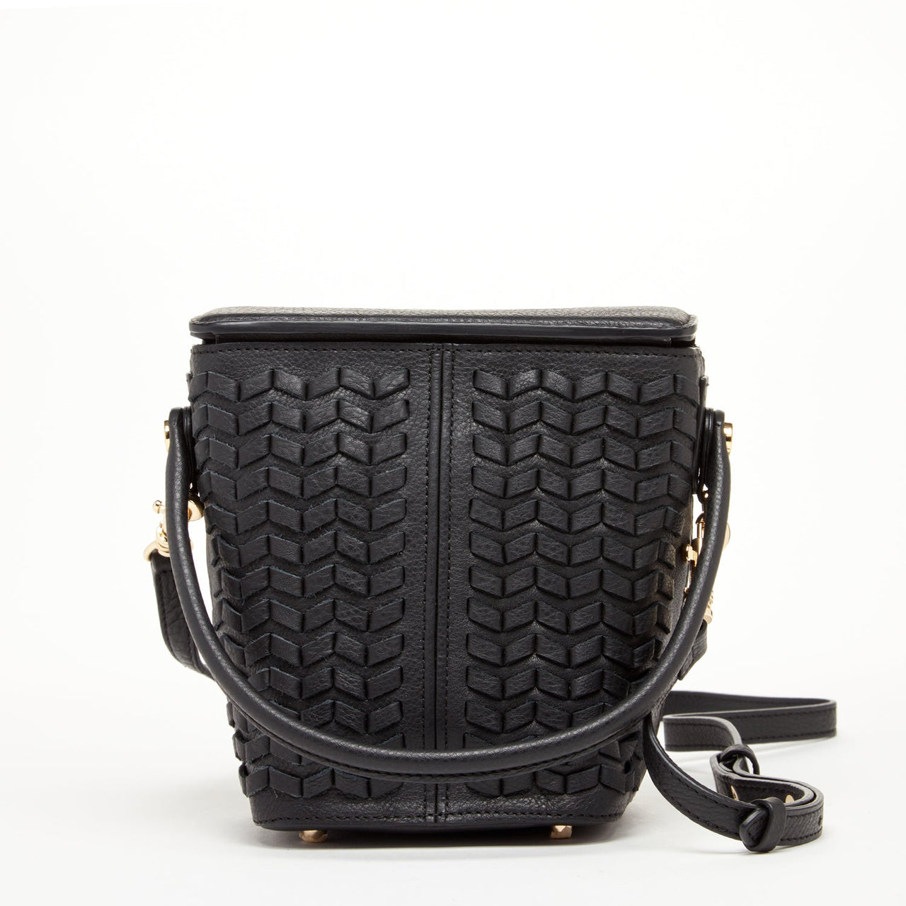 Anna Woven Leather Bag Black -