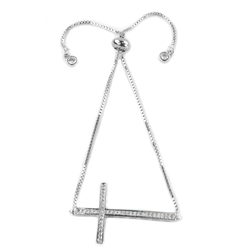 CZ Cross Bolo Bracelet - 3 FINISHES -