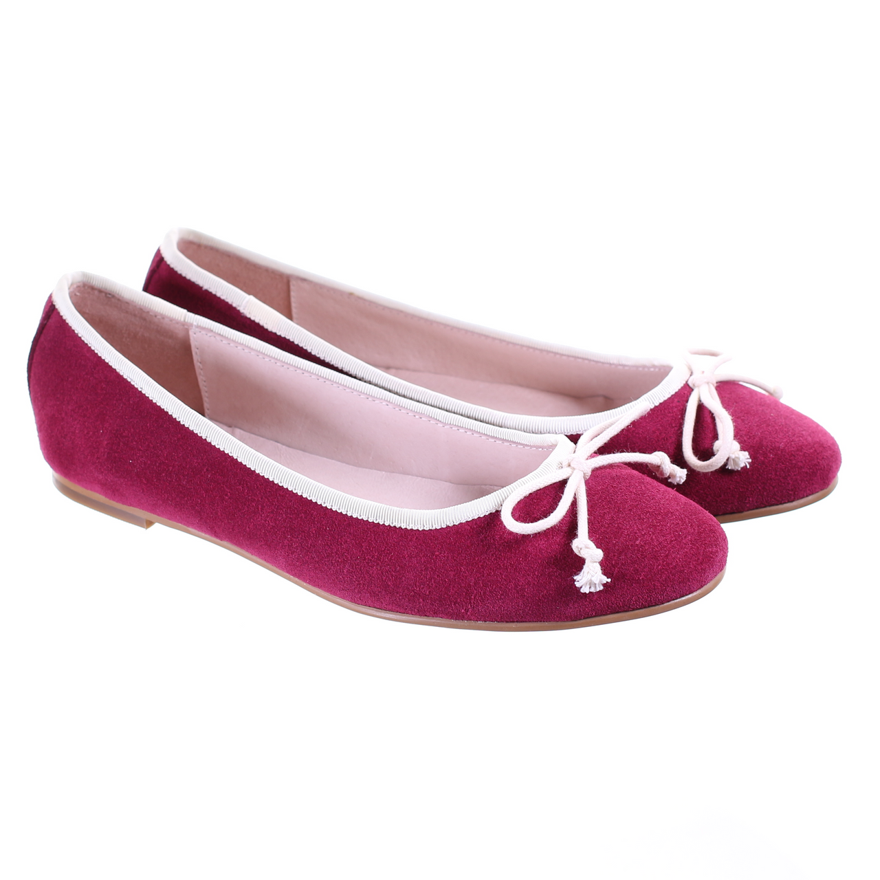 Bow Suede Ballerina (Magenta) -