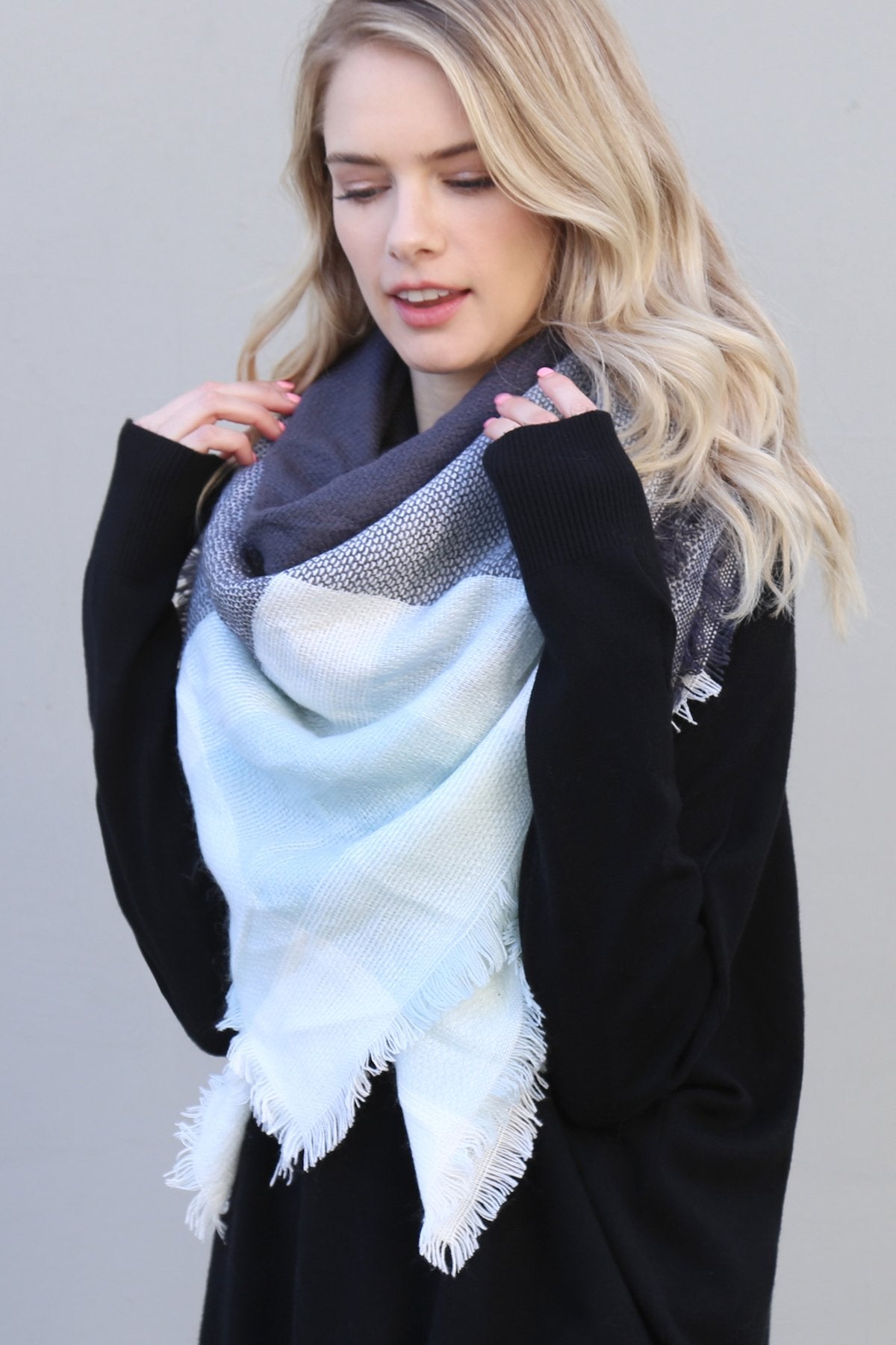 Colorblock Blanket Scarf -  Style 8 - 1 COLOR -