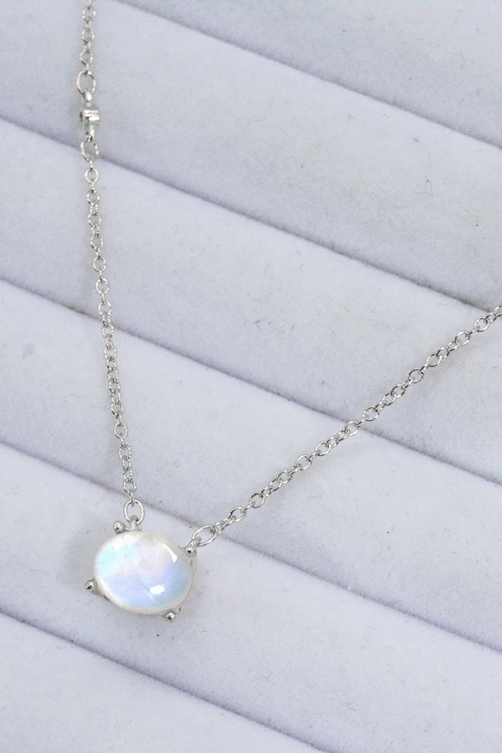 Geometric Moonstone Pendant Necklace - T - 2 FINISHES -