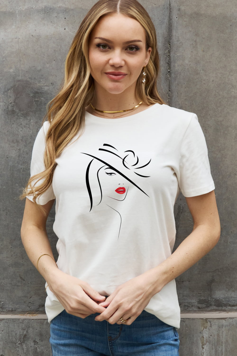 Simply Love Full Size Figure Graphic Cotton Tee - T - 1 COLOR -