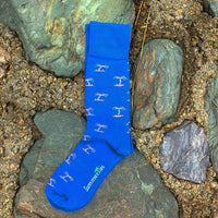 Thumbnail for Summer Ties - Palm Tree Socks - Men's Mid Calf - Blue - 1 COLOR -