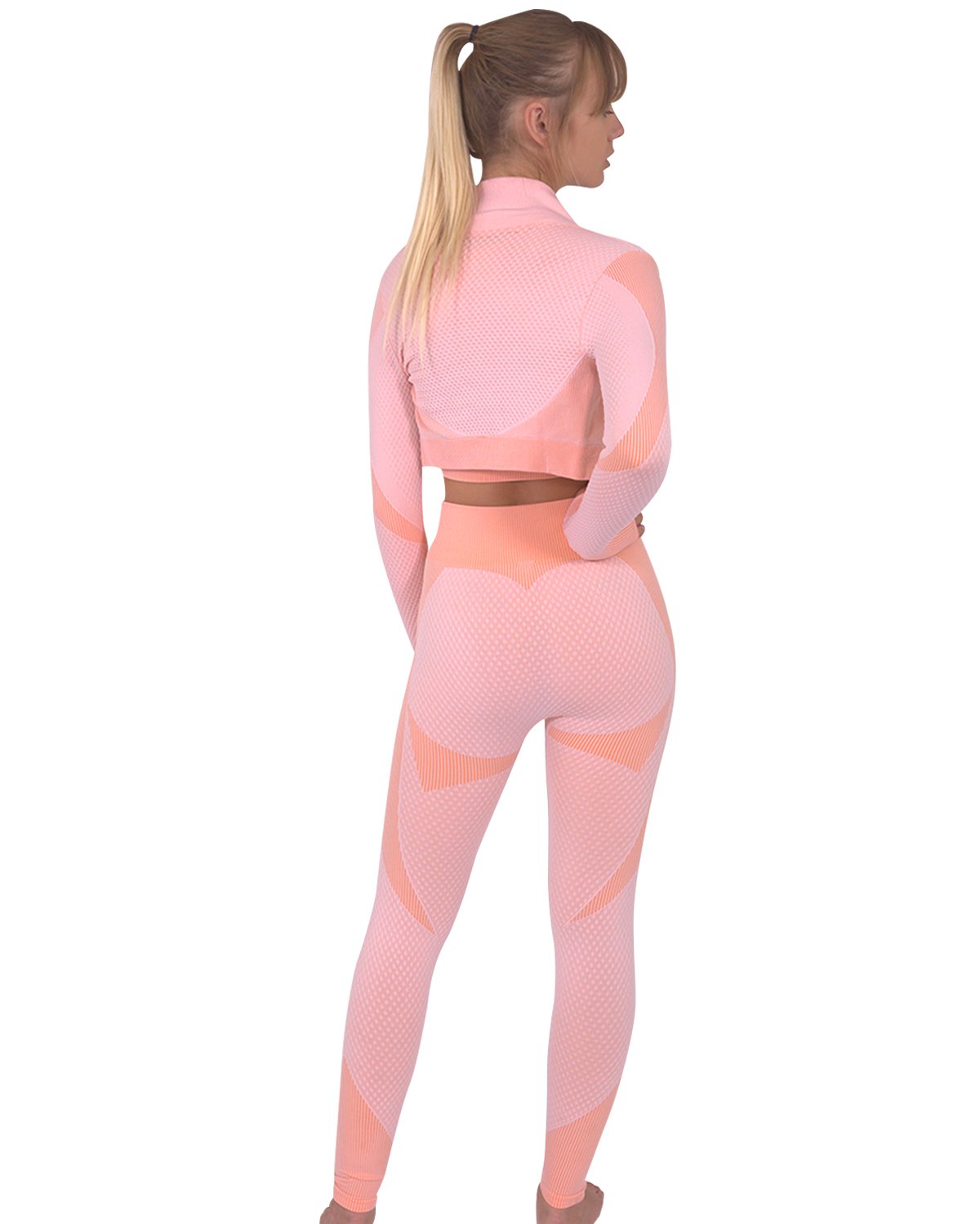 Savoy - Trois Seamless Jacket, Leggings & Sports Top 3 Set - 3 PCS. - Pink - 1 COLOR -