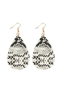 Thumbnail for Riah Fashion - Faux Snake Skin Teardrop Leather Earrings - 4 COLORS -