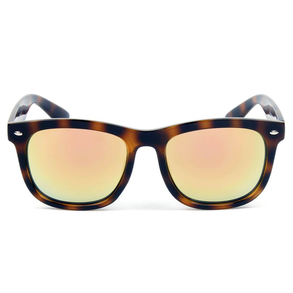 Girona | E06 - Classic Horned Rim Mirrored Lens Sunglasses - 5 COLORS -