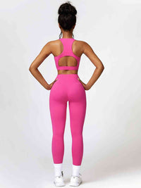 Thumbnail for Cutout Cropped Sport Tank and Leggings Set - 2 PCS. - T - 5 COLOR -