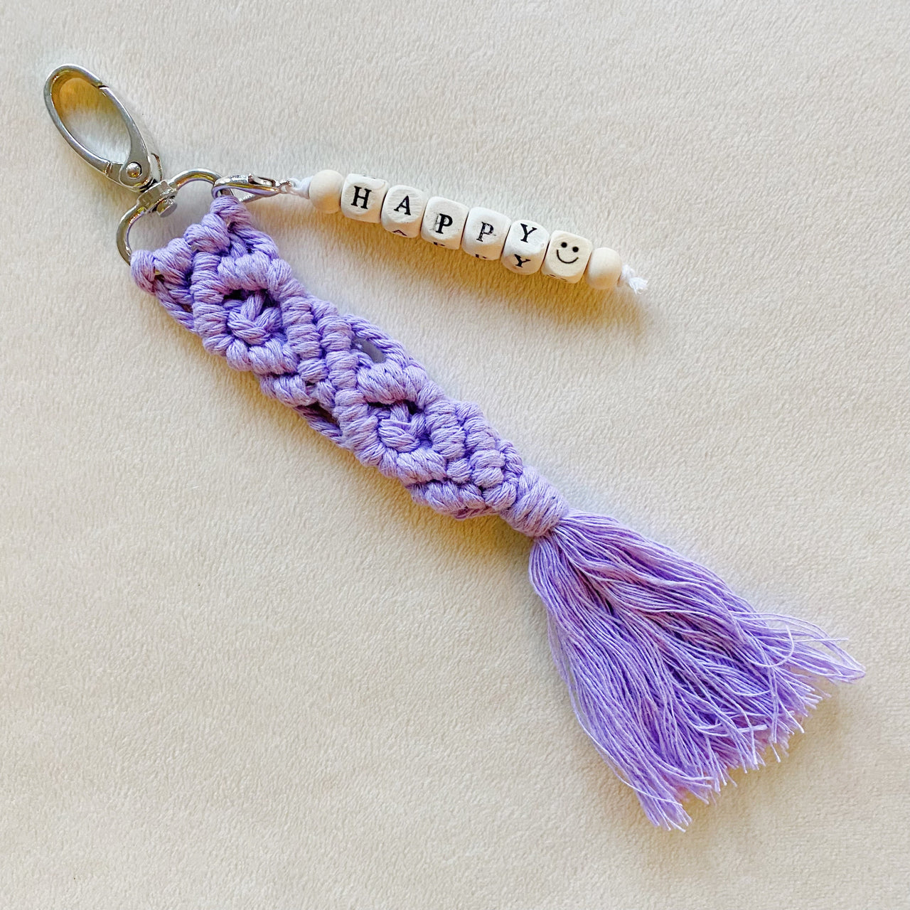 Macrame Beloved Boho Key Chain - 7.5" - 7 COLORS -