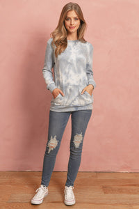 Thumbnail for Riah Fashion - Tie Dye Long Sleeve Round Neck Top - 4 COLORS -