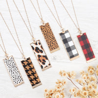 Thumbnail for Rectangle Shape Leather Pendant Necklace - 7 COLORS -