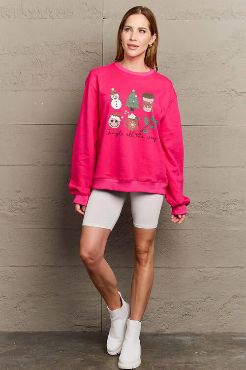 Simply Love Full Size JINGLE ALL THE WAY Long Sleeve Sweatshirt - SIZES S THRU 3XL - T - 4 COLORS -